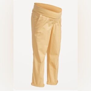 Old Navy Maternity Rollover-Waist OGC Yellow Chino Pants Size L
